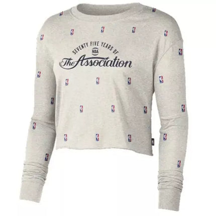 Women's Nike NBA N31 Courtside Longsleeve Crop T-shirt Birch Heather - DA6810-051