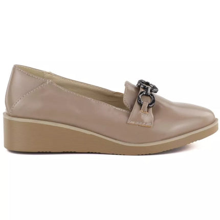 Women's beige wedge shoes with decoration M.Daszyński MR2265