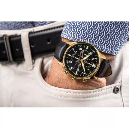Vyriškas laikrodis Giewont Chronograph Safyrinis Juodas ir auksas GW5630-A4