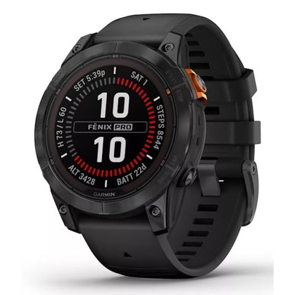 Garmin Fenix 7 Pro Saulės energijos varoma versija, skaidri pilka / juodu dirželiu, sportinis laikrodis