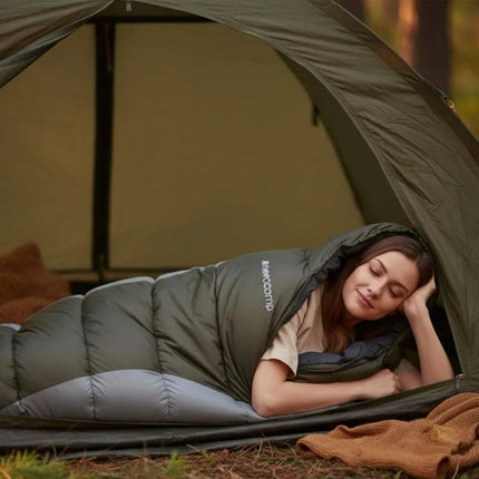 ŽALIOS IR PILKOS SPALVOS TURISTINIS MIEGMAIŠIS SU KOMPRESIJOS KREPŠIU 210X80X50CM ENERO CAMP