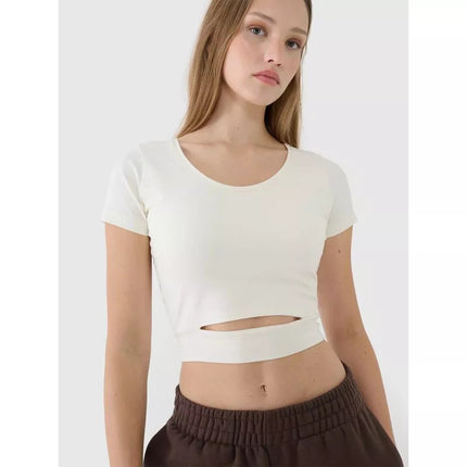 Women's crop top plain t-shirt 4F 4FRSS25TTSHF2695-11S