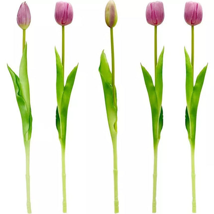 BOUQUET OF 5 PURPLE TULIPS 39 CM LIFE-LIKE SPRING DECORATION