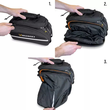 Wozinsky large bike rack bag 35l + rain cover black (WBB19BK)