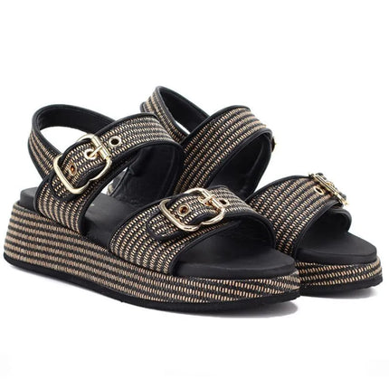 Women's black and gold platform sandals Artiker 58C1741