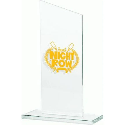 Engraved glass trophy + paint filling