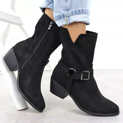 Women's suede cowboy boots black M.Daszyński MR1921-47