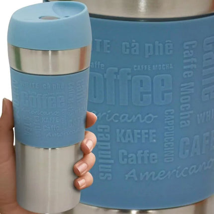 EXCELLENT HOUSEWARE 350 ml mėlynas termo kelioninis puodelis
