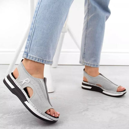 Rieker W RKR686 metallic comfortable slip-on sandals