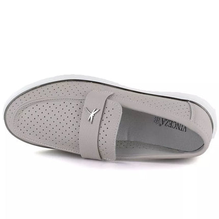 Vinceza 93221 women's gray leather moccasins