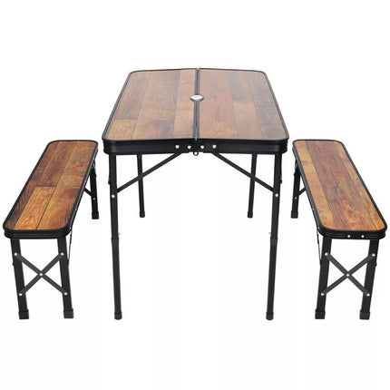 SULANKSTOMAS KEMPINGO STALAS 90x60x70cm IR 2 SUOLIUKAI 87x23x39cm, MEDINIS