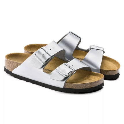 Birkenstock Arizona Birko-Flor Sidabrinės Moteriškos Šlepetės Įprastos/Platintos (1012282)