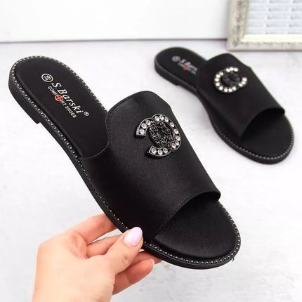 Patogios šlepetės su cirkoniais S.Barski W OLI258A juodos