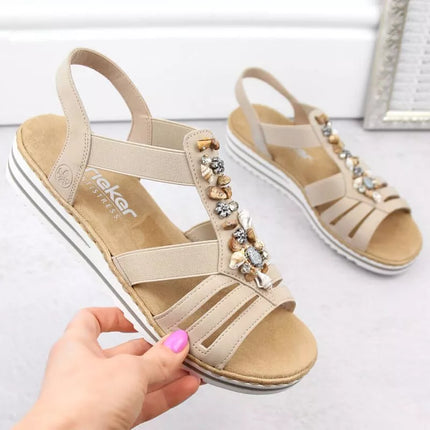 Patogios Rieker W RKR680 smėlio spalvos basutės