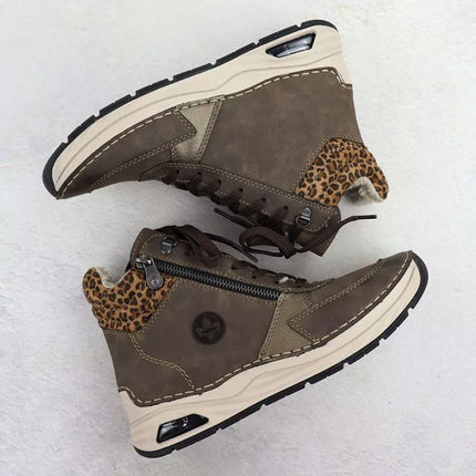 Women's brown leopard print ankle boots Rieker 44565-25