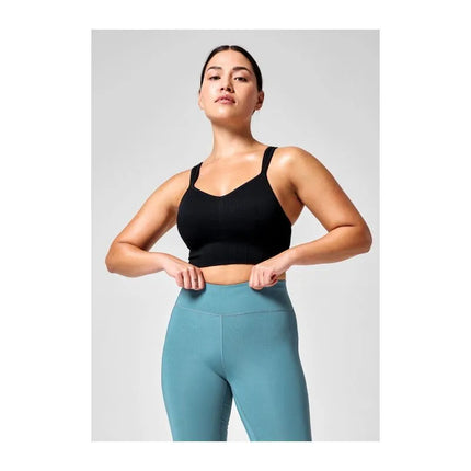 CASALL Seamless Rib Padded Sports Bra Black