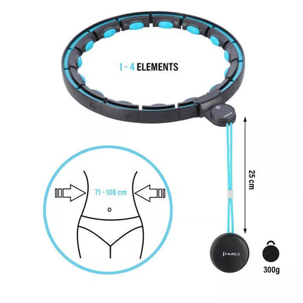 HHM17 HULA HOP BLACK/TURQUOISE WITH MAGNETS AND WEIGHT + HMS COUNTER