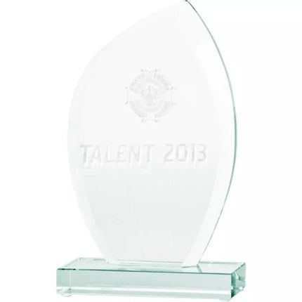 3D engraved glass trophy with case