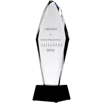 Engraved glass trophy H 31 cm