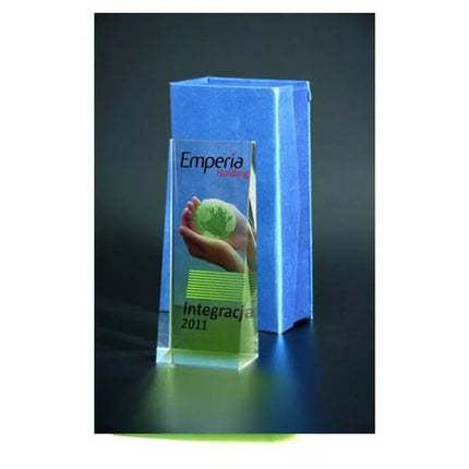 Glass trophy with LuxorJet color print and case