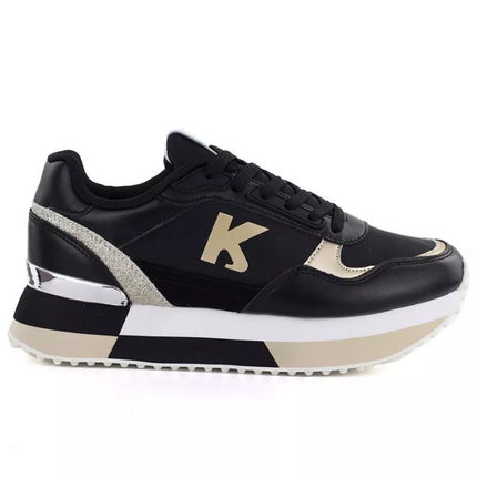 Women's leather sports shoes black Kobbo 100102