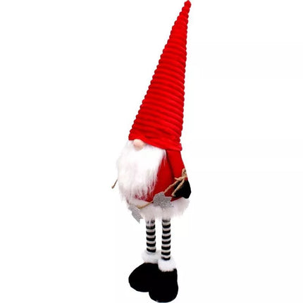 DECORATIVE SANTA CLAUS WITH SILVER STARS ON TELESCOPIC LEGS 50-70CM RED