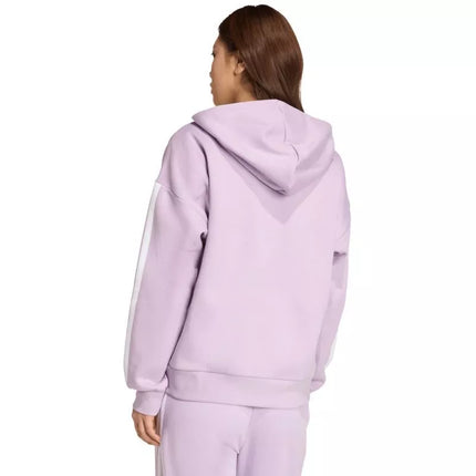 Moteriškas adidas Essentials 3-Dryžiai fleece džemperis su gobtuvu, violetinės spalvos, JY3080