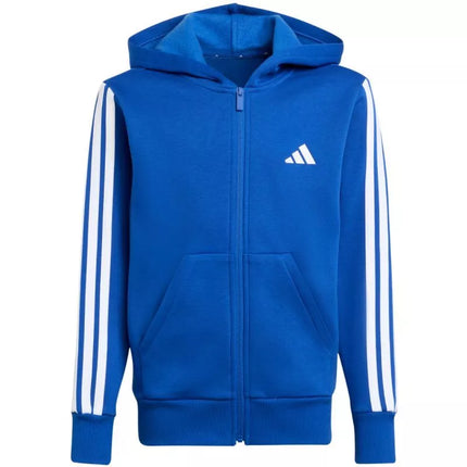 adidas Essentials vaikiškas džemperis su gobtuvu ir pilnu užtrauktuku mėlynas JY4977
