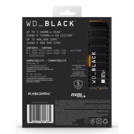 WD Black SN850X WDS100T2XHE SSD (1 TB; M.2; PCIe NVMe 4.0 x4; radiatorius)