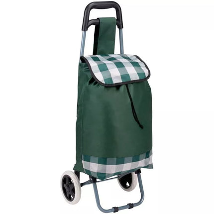 TROLLEY SHOPPING BAG ON WHEELS WITH FRAME 31L GREEN WHITE