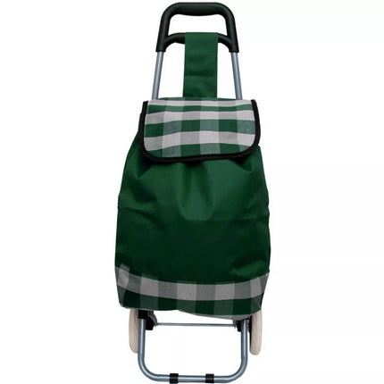 TROLLEY SHOPPING BAG ON WHEELS WITH FRAME 31L GREEN WHITE