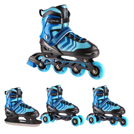 NH18192A 4in1 BLACK-BLUE SIZE L(39-43) ROLLER SKATES WITH HOCKEY SLEEVE NILS EXTREME