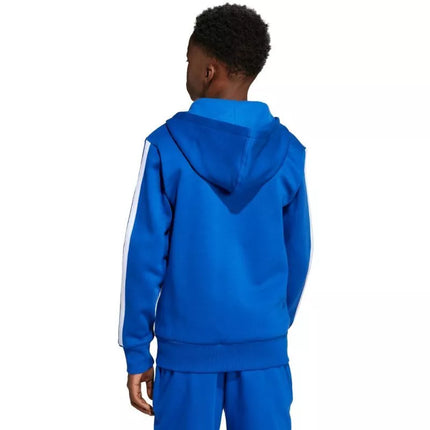 adidas Essentials vaikiškas džemperis su gobtuvu ir pilnu užtrauktuku mėlynas JY4977
