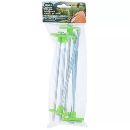 Palapinės kuoliukai 19cm, 6 vnt. rinkinys, metalas/plastikas, aktyviam stovyklavimui