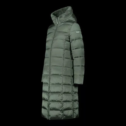 CMP women's winter jacket with hood, insulated coat, long, green (34K0046F/E621)