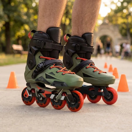 NA1601 SLAYD GREEN SLALOM ROLLER SKATES SIZE 45 NILS EXTREME
