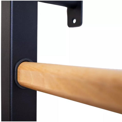 WOODEN AND METAL GYMNASTIC WALL BAR WITH WOODEN BAR AND ACCESSORIES BENCHK 211B A076