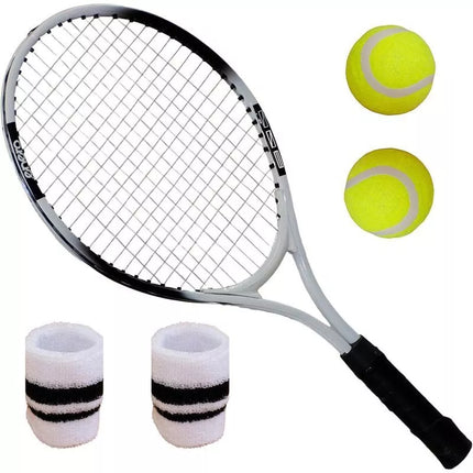 4-IN-1 TENNIS SET: RACKET, 2 BALLS, ENERO WRISTBAND SET