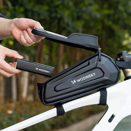 Wozinsky dviračio tašytė ant rėmo, šarvuota, su kišene telefonui, 1.7 l - juoda