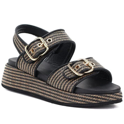 Women's black and gold platform sandals Artiker 58C1741