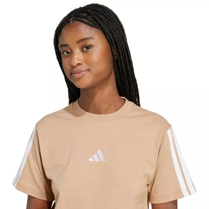 adidas Essentials marškinėliai su 3 juostelėmis iš medvilnės moterims JV7359