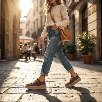 Leather platform sneakers, white, Filippo DP6122