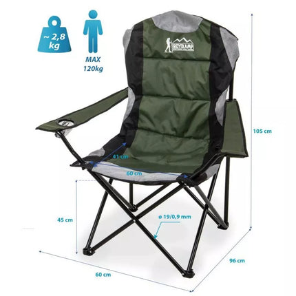 LUX FOLDING CAMPING CHAIR 60X60X105CM GREEN-BLACK