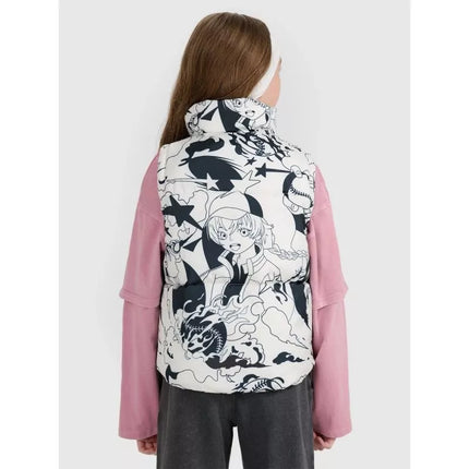 Girls' down vest with synthetic filling 4F 4FJRAW25TVJAF320-11A