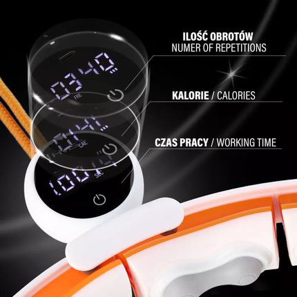 HHM21 HULA HOP WHITE/ORANGE WITH MAGNETS, TPE PROTECTION AND WEIGHT + HMS COUNTER