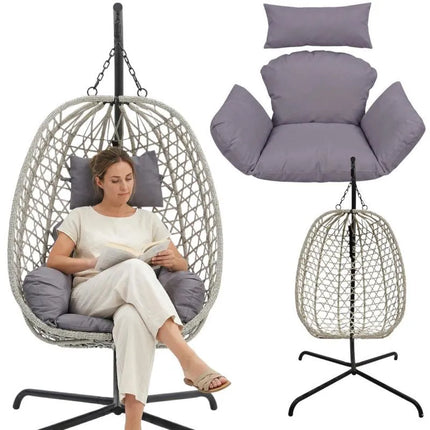 COCOON HANGING CHAIR WITH FRAME 195CM LIGHT GRAY 120KG