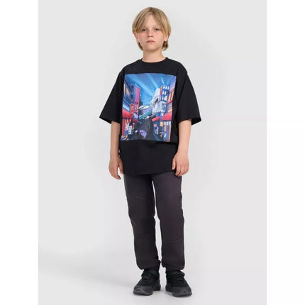 Berniukų oversized T-marškinėliai su spauda 4F 4FJRAW25TTSHM3061-20S