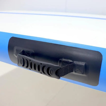 PRIPUČIAMAS GIMNASTIKOS ČIUŽINYS, AKROBATIKOS TAKELIS 300X100X15CM SU ELEKTRINE POMPA, MĖLYNAS