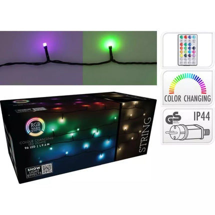 Kalėdinė eglutės girlianda 96 LED RGB su nuotolinio valdymo pulteliu
