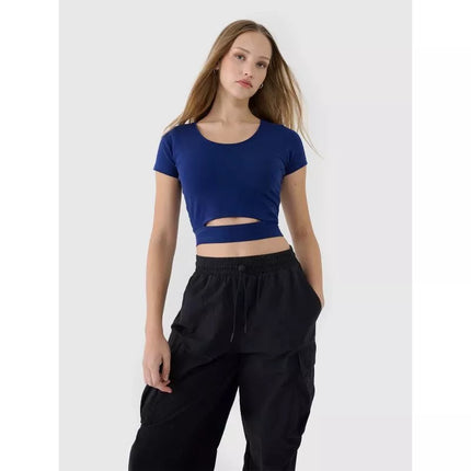 Women's crop top plain t-shirt 4F 4FRSS25TTSHF2695-31S